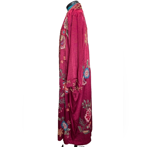 NWT JOHNNY WAS Messine Long Kimono Coat Embroidered Floral Pomegranate - Picture 4 of 15